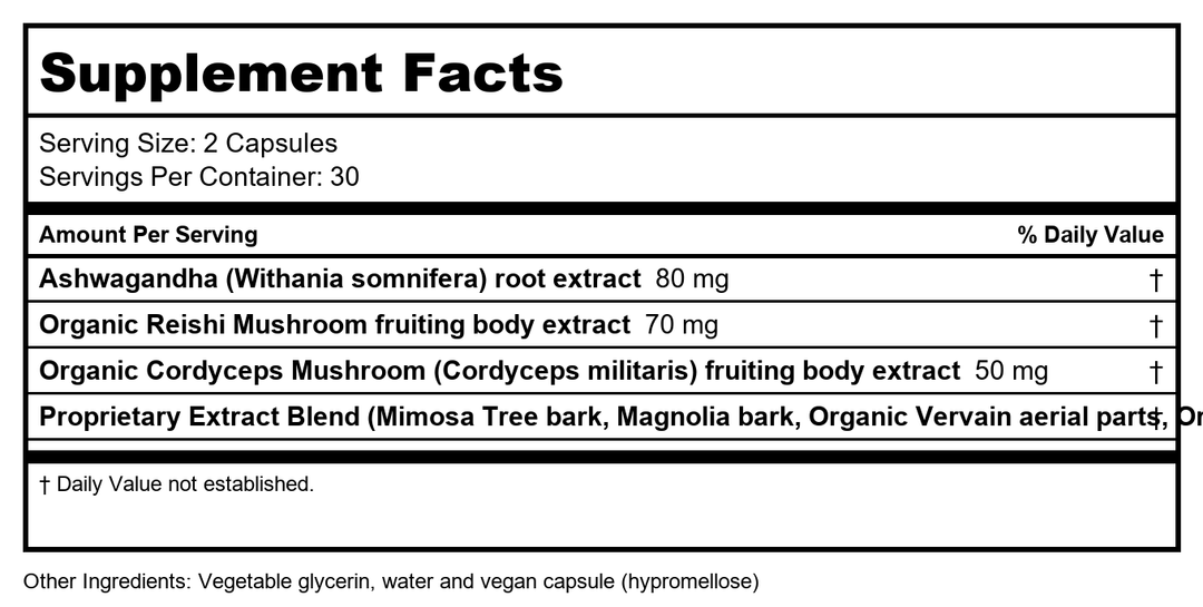 Gaia Herbs Adrenal Health Nightly Restore -  120 Vegan Liquid Phyto-Capsules (60 Servings) - Supplement Facts panel