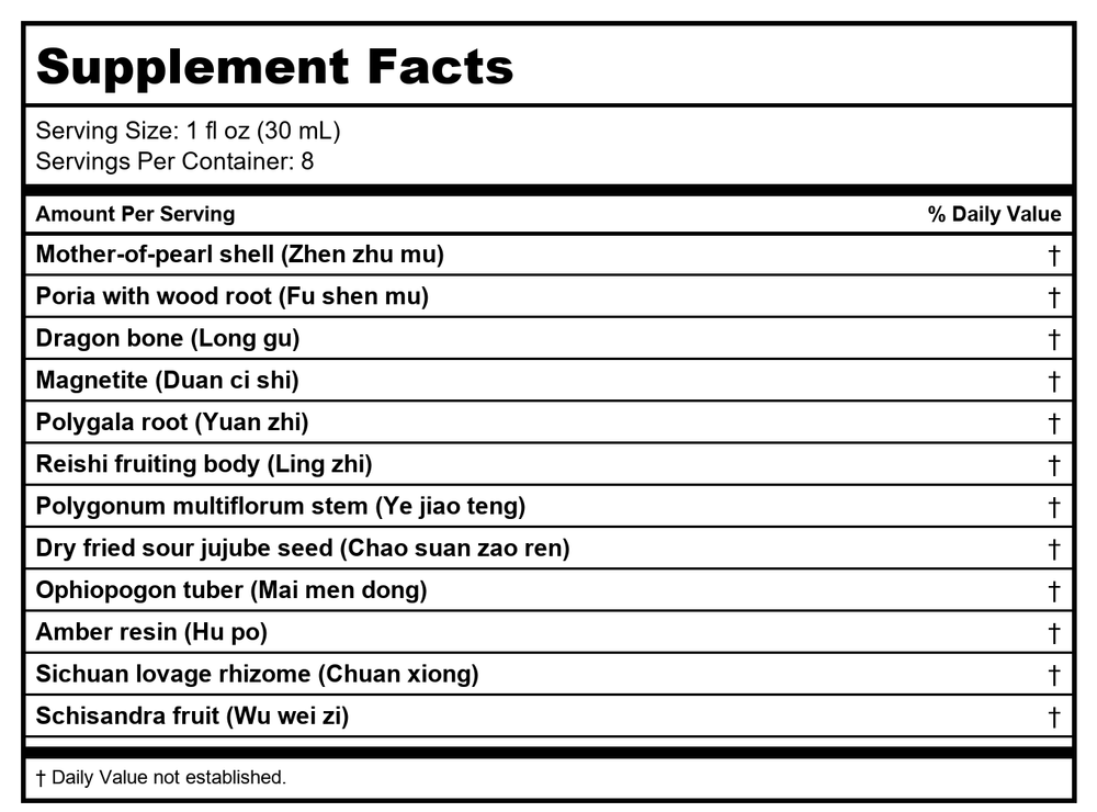 Kan Herb Chinese Modular Solutions Comfort Shen 8 Ounce - Supplement Facts panel