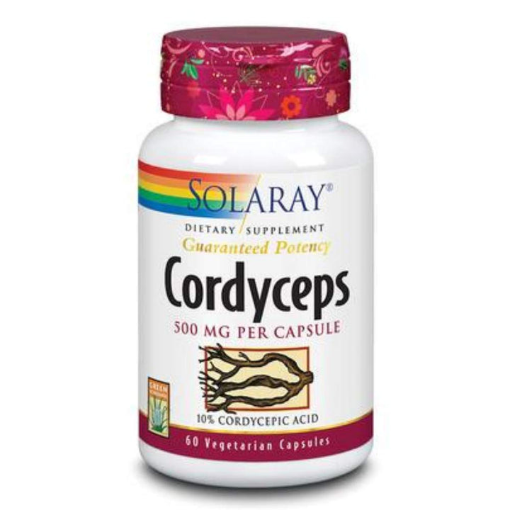 SOLARAY Guaranteed Potency Mushroom, Cordyceps Extract, Veg Cap (Btl-Plastic) 500mg | 60ct - Supplement Facts panel