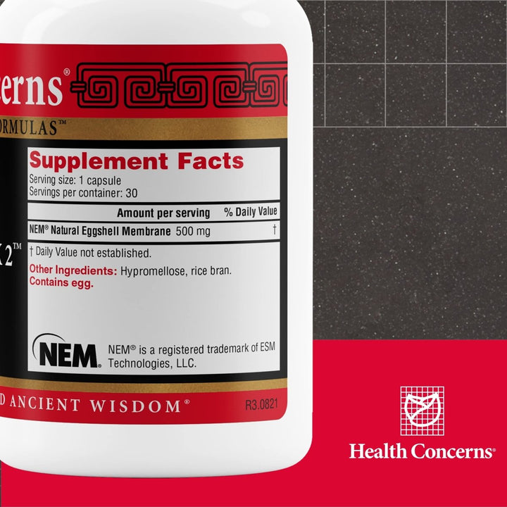 Health Concerns Collagenex 2 - Joint Support Collagen Supplements for Men &amp; Women - 30 Capsules - Supplement Facts panel