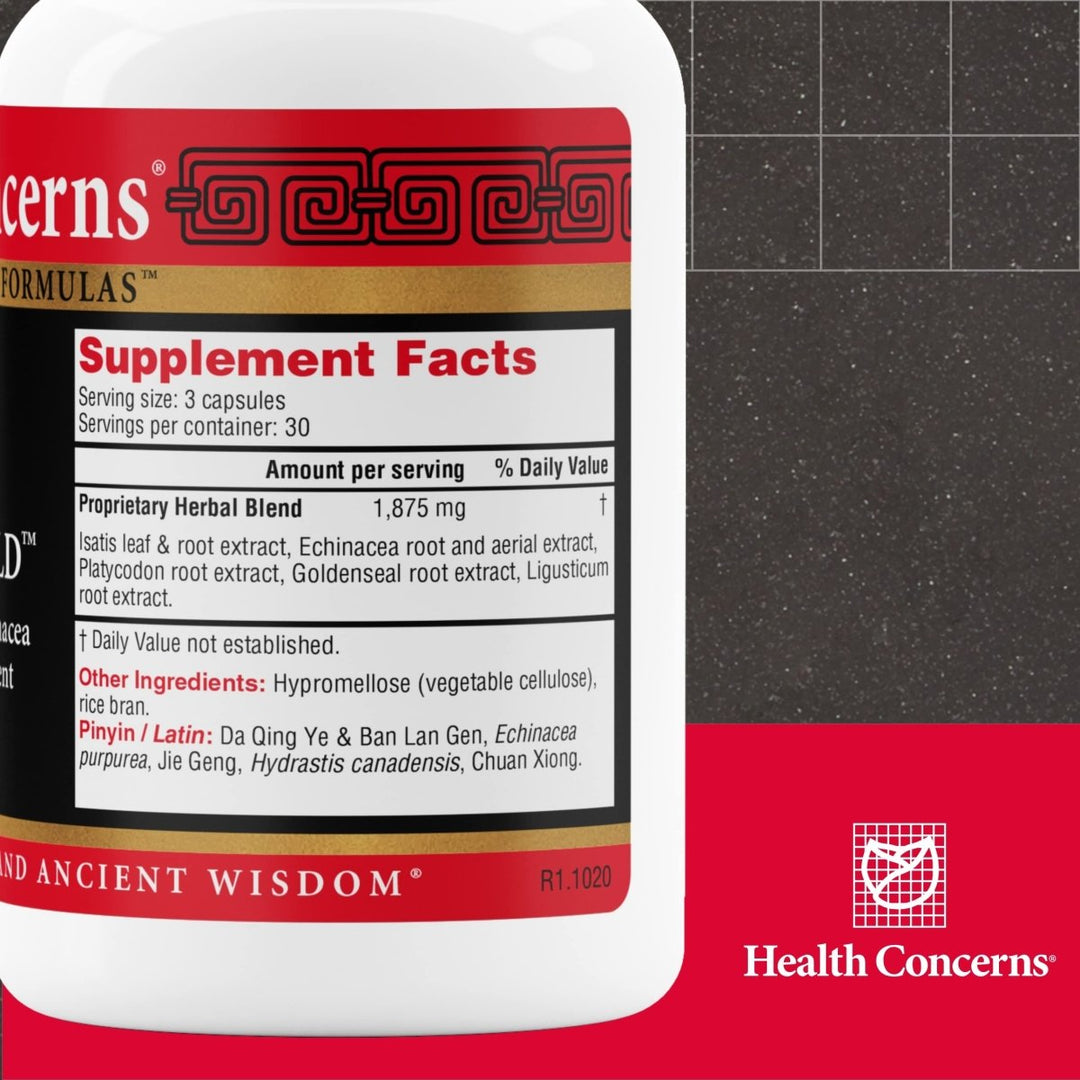 Health Concerns Isatis Gold - Immune System Support &amp; Respiratory Tract Supplements - 90 Capsules - Supplement Facts panel