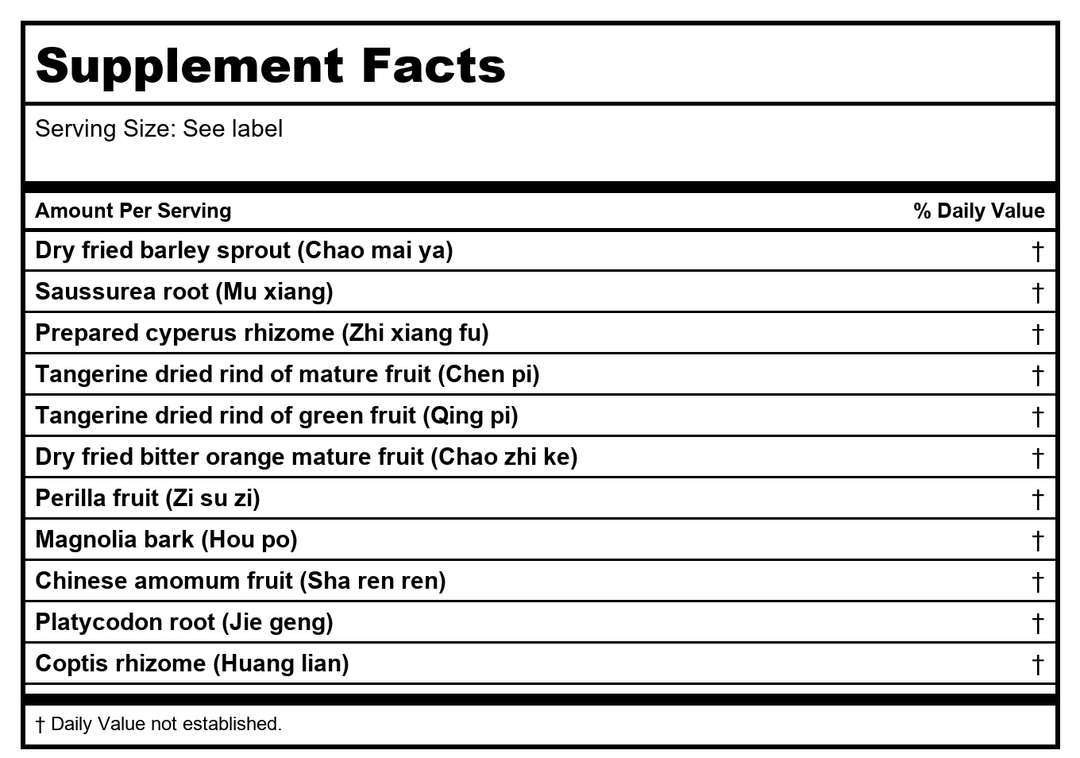 Kan Herb Chinese Modular Solutions Disperse Qi 4 Ounce - Supplement Facts panel