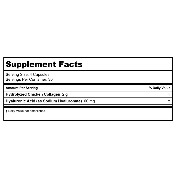 NeoCell Joint Complex with Collagen Type 2 and Hyaluronic Acid - 120 Capsules - Supplement Facts panel