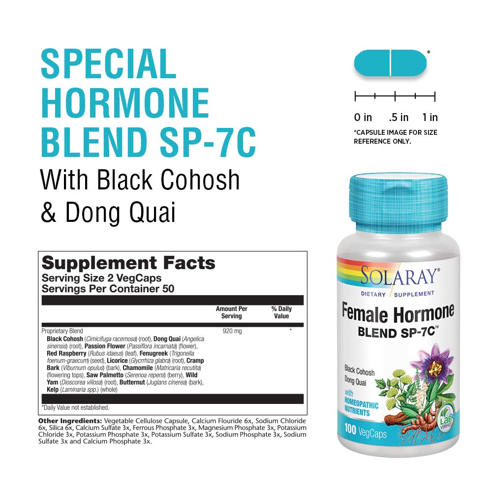 Solaray - Female Hormone Blend Sp-7c Black Cohosh, 100 capsules - Supplement Facts panel