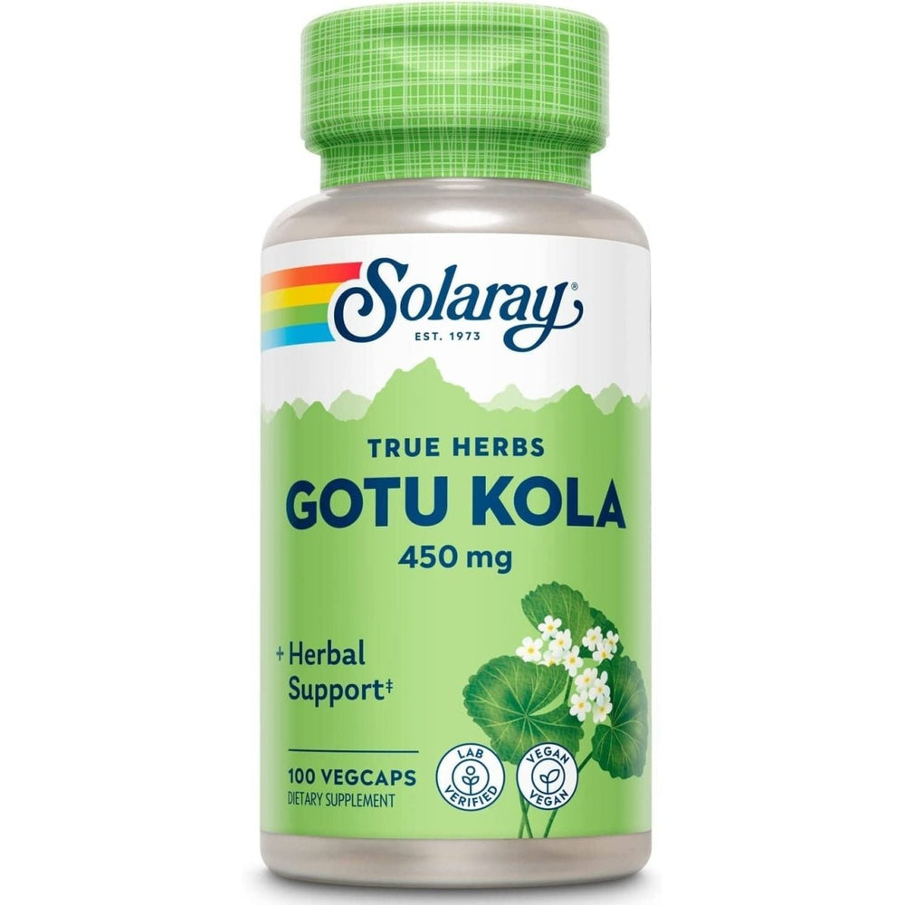Gotu Kola 450mg Solaray 100 VegCaps 01330 - Supplement Facts panel