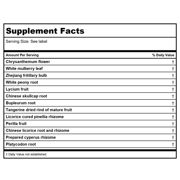 Kan Herb Chinese Modular Solutions Harmonize Metal &amp; Wood 2 Ounce - Supplement Facts panel