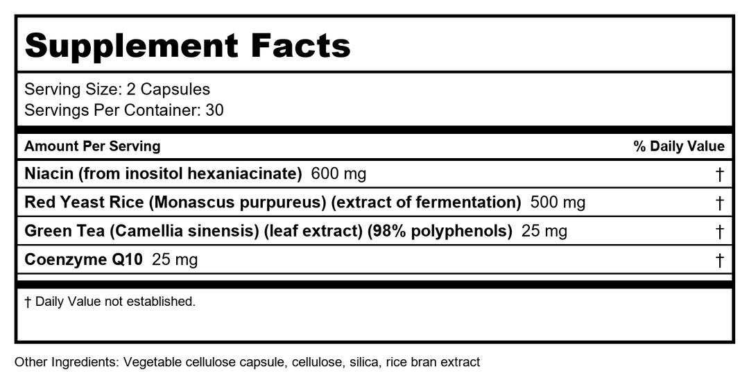 Nutra BioGenesis BioLipotrol - Heart Health and Cholesterol Support - 60 Capsules - Supplement Facts panel