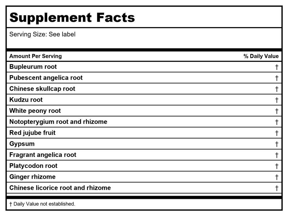Kan Herb Essentials Bupleurum and Kudzu Clearing 4 Fluid Ounce - Supplement Facts panel