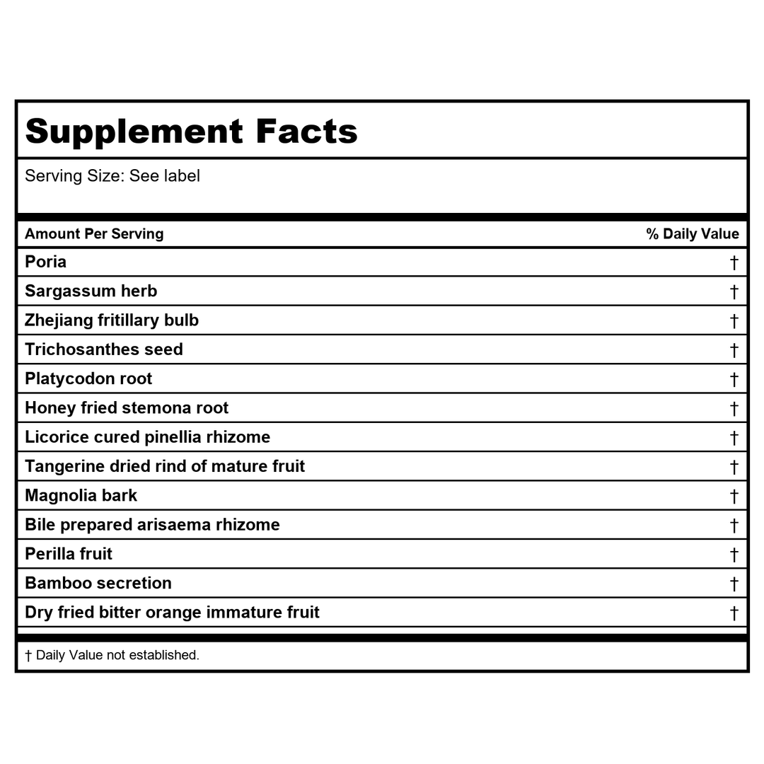 Kan Herb Chinese Modular Solutions Purge Sticky Stuff 4 Ounce - Supplement Facts panel