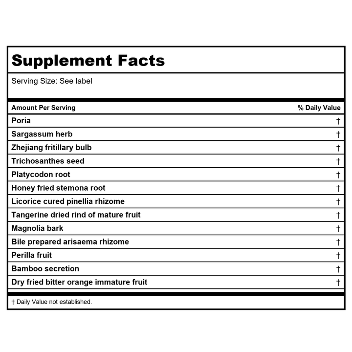 Kan Herb Chinese Modular Solutions Purge Sticky Stuff 4 Ounce - Supplement Facts panel