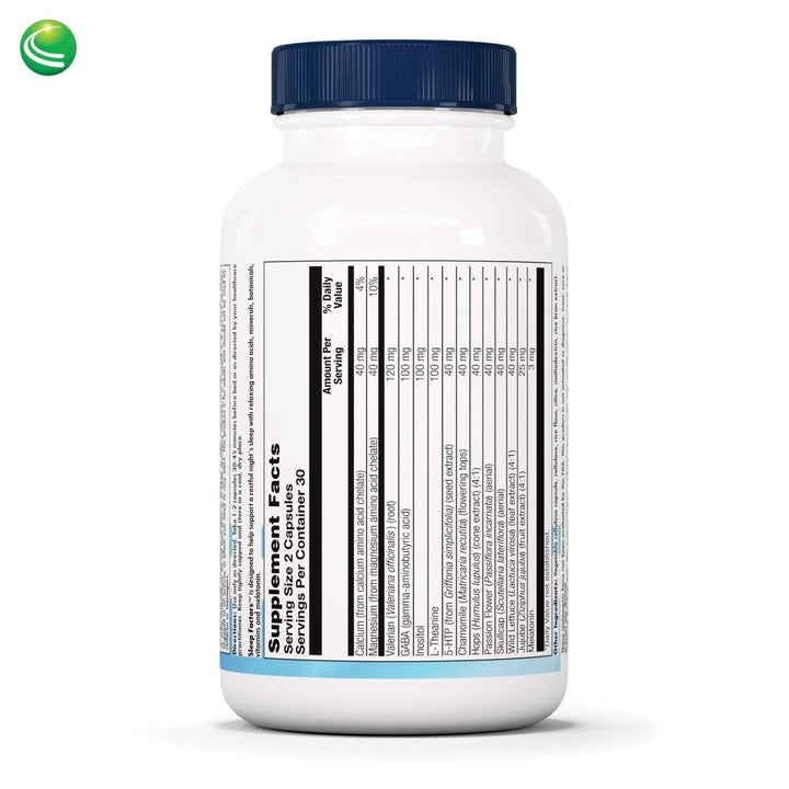 Nutra BioGenesis Sleep Factors, 60 Capsules - Supplement Facts panel