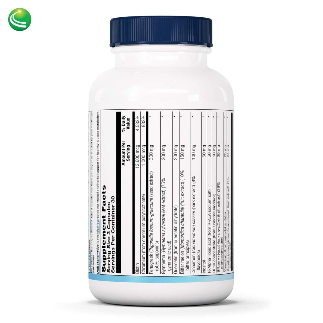 Nutra BioGenesis - Diabetone Plus - Gymnema, Bitter Melon, Biotin and Chromium to Help Support Metabolic Balance - 90 Capsules 10298 - Supplement Facts panel