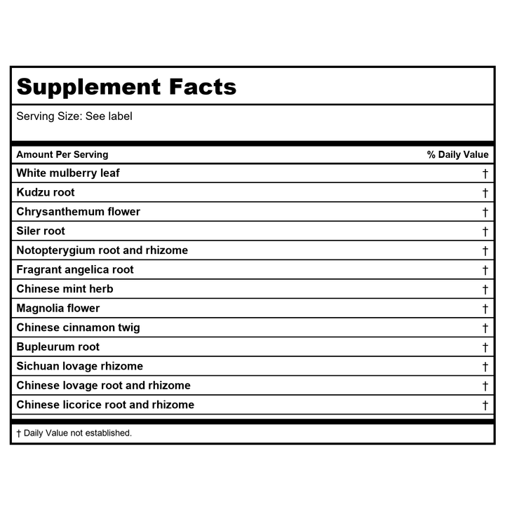 Kan Herb Chinese Modular Solutions Purge External Wind 4 Ounce - Supplement Facts panel