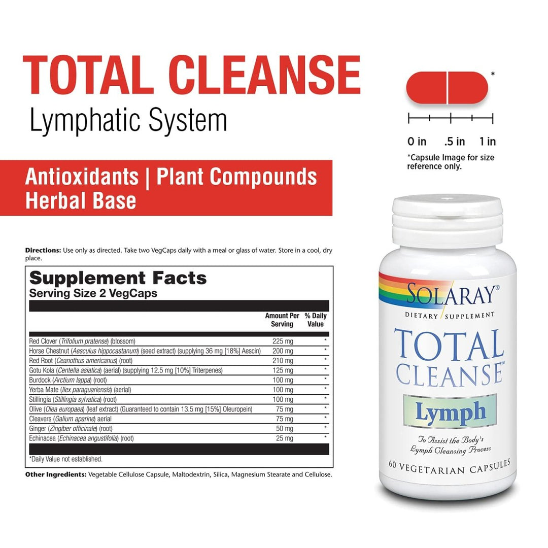 SOLARAY Total Cleanse Lymph VCapsules 60 Count - Supplement Facts panel