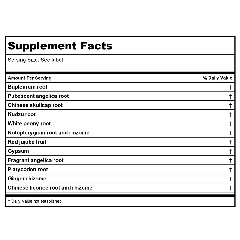 Kan Herb Essentials Bupleurum and Kudzu Clearing 8 Fluid Ounce - Supplement Facts panel