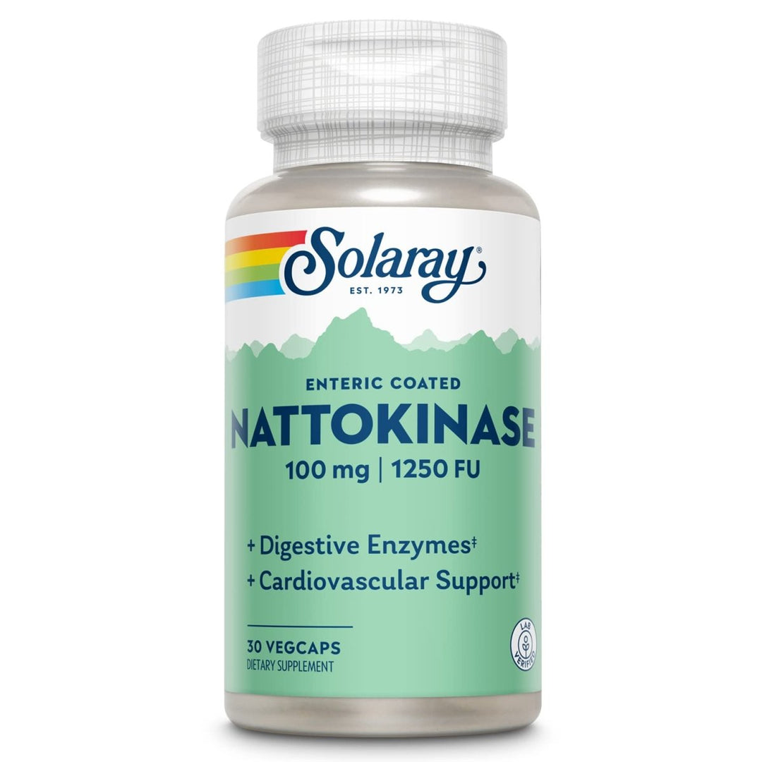SOLARAY Nattokinase, Veg Cap (Btl-Plastic) 100mg | 30ct  10934 - Supplement Facts panel