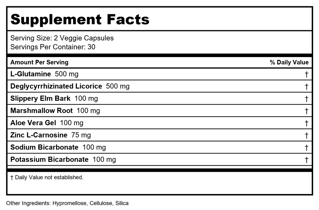 BioGenesis Nutraceuticals Gastric Repair Complex 60c - Supplement Facts panel