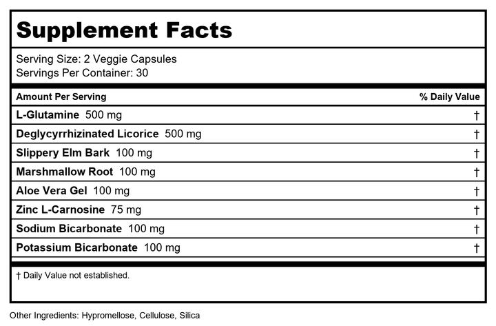 BioGenesis Nutraceuticals Gastric Repair Complex 60c - Supplement Facts panel