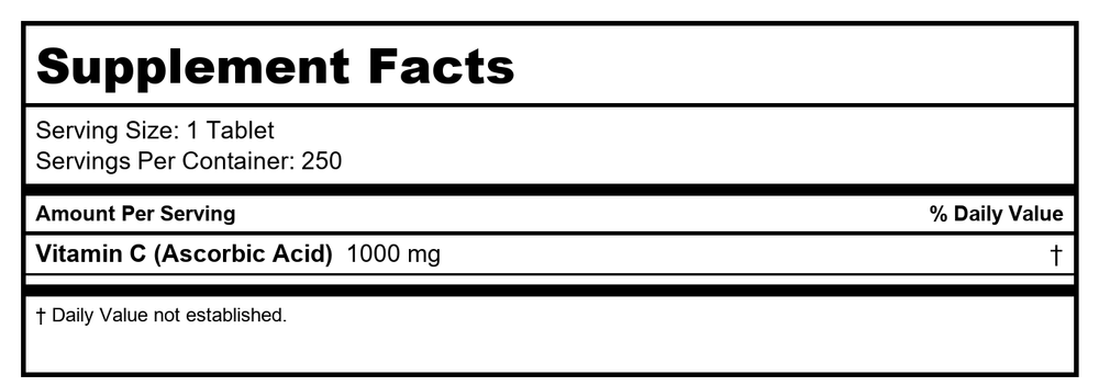 Solaray - C 1000 W/Rh& Ace, 1000 mg, 250 tablets  04454 - Supplement Facts panel