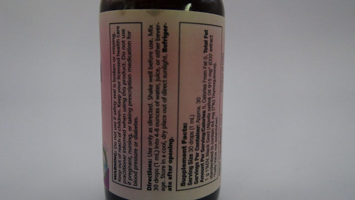 Black Seed 3% Thymoquinone Solaray 60 Vegan Softgel - Supplement Facts panel