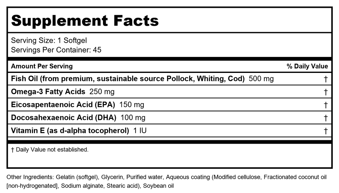 Fisol Fish Oil - Supplement Facts panel