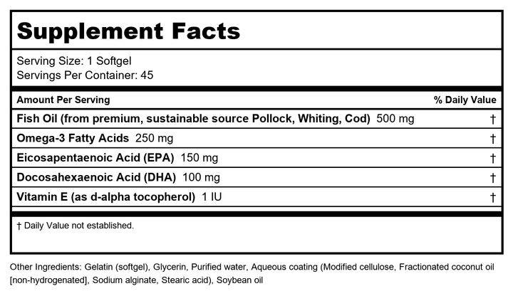 Fisol Fish Oil - Supplement Facts panel