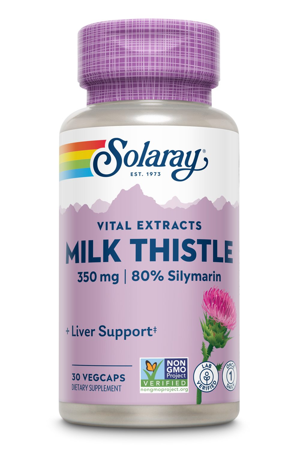 Solaray Milk Thistle One Daily Supplement, 350 mg, 60 Count - Supplement Facts panel