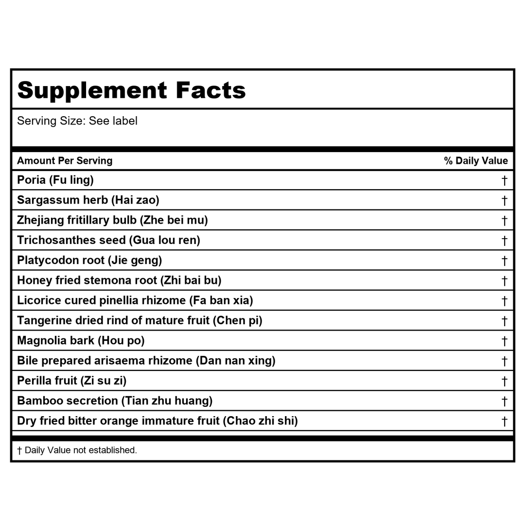 Kan Herb Chinese Modular Solutions Purge Sticky Stuff 1 Ounce - Supplement Facts panel