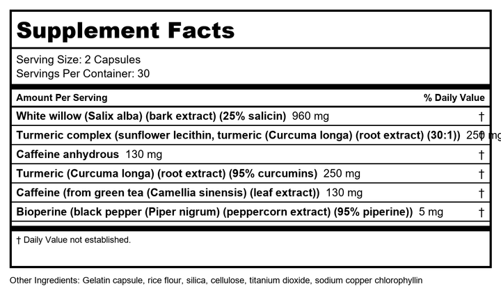 Nutra BioGenesis - White Willow Plus - White Willow Bark Extract, Caffeine, Curcumin and BioPerine to Help Support Body&
