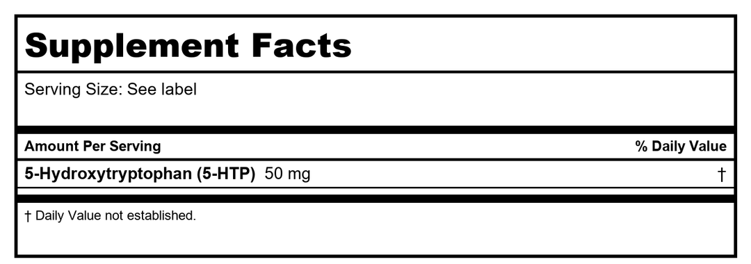 SOLARAY 5-HTP - 60 Enteric-Coated Capsules - 50 mg - Supplement Facts panel