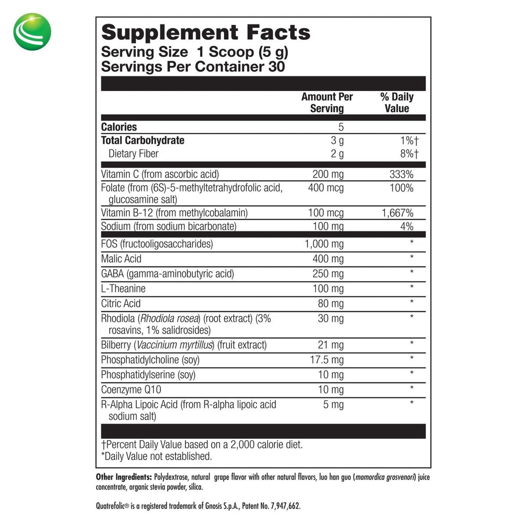 Nutra BioGenesis - Focus Fizz Powder - - 150 g   01407 - Supplement Facts panel