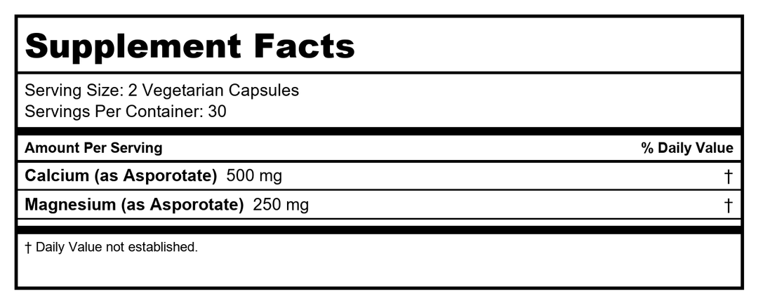 Solaray Calcium &amp; Magnesium Asporotate 2:1, Capsule (Btl-Plastic) | 120ct - Supplement Facts panel