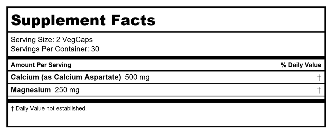 Solaray Calcium &amp; Magnesium Asporotate 2:1, Capsule (Btl-Plastic) | 120ct - Supplement Facts panel