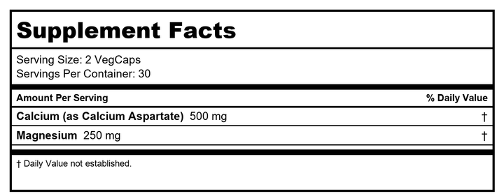 Solaray Calcium &amp; Magnesium Asporotate 2:1, Capsule (Btl-Plastic) | 120ct - Supplement Facts panel
