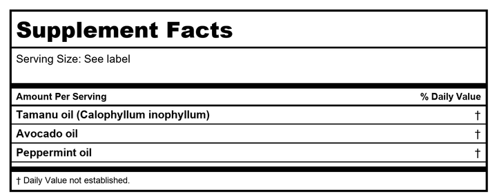Health Concerns Tamu Oil - Support for Dry Skin - 1 fl oz - Supplement Facts panel