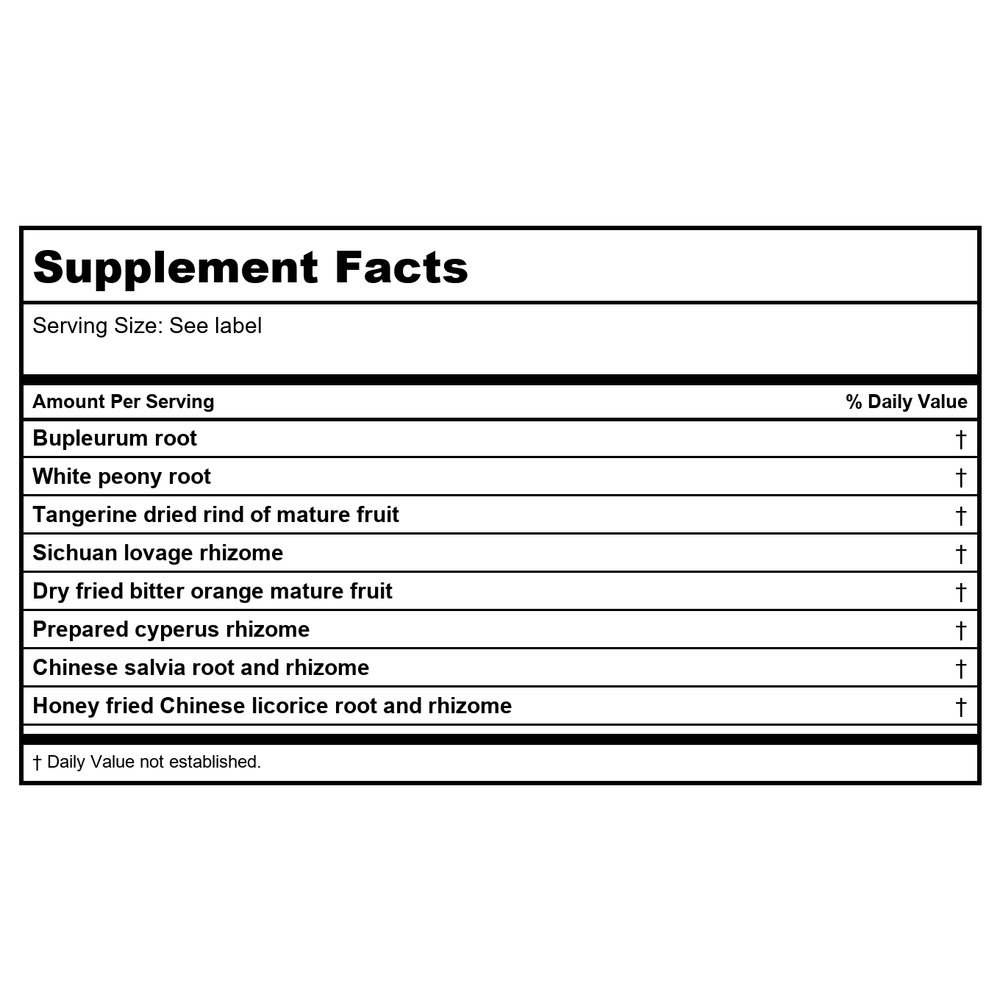 Kan Herb Traditionals Bupleurum Soothing Liver Formula 8 Ounce - Supplement Facts panel