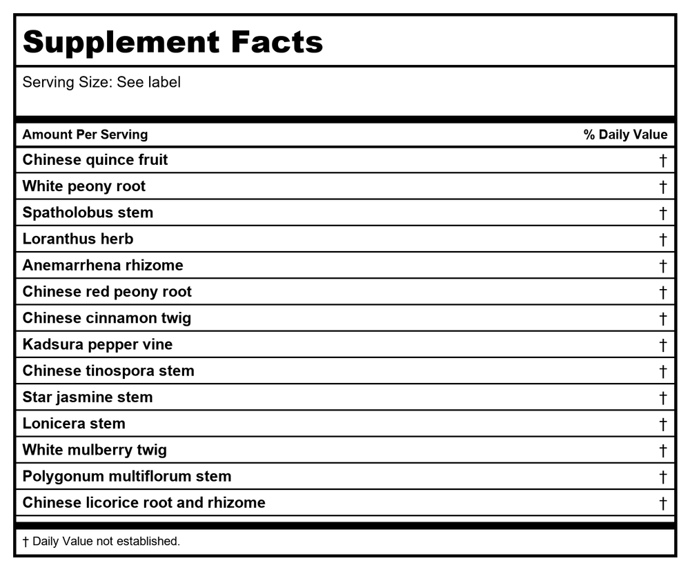 Kan Herb Traditionals Clear Dampness in The Channels 2 Ounce - Supplement Facts panel