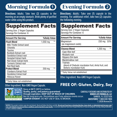 Renew Life Adult Cleanse - Microbial Cleanse &amp; Detox , Supports Balance of Intestinal Microorganisms- 2-Part 15-Day Program, Gluten, Dairy &amp; Soy Free, Vegetarian, 90 Capsules &amp; 1 Fl. Oz. Tincture - Supplement Facts panel