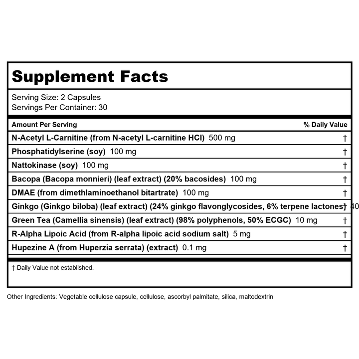 BioGenesis Nutraceuticals CogniFactors - 60 Veg Capsules 10271 - Supplement Facts panel