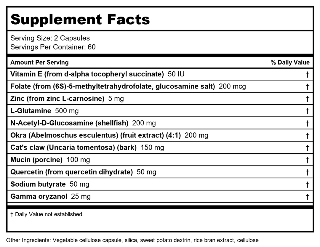 Nutra BioGenesis - Intestinal Repair Capsules -  120 Capsules  03311 - Supplement Facts panel