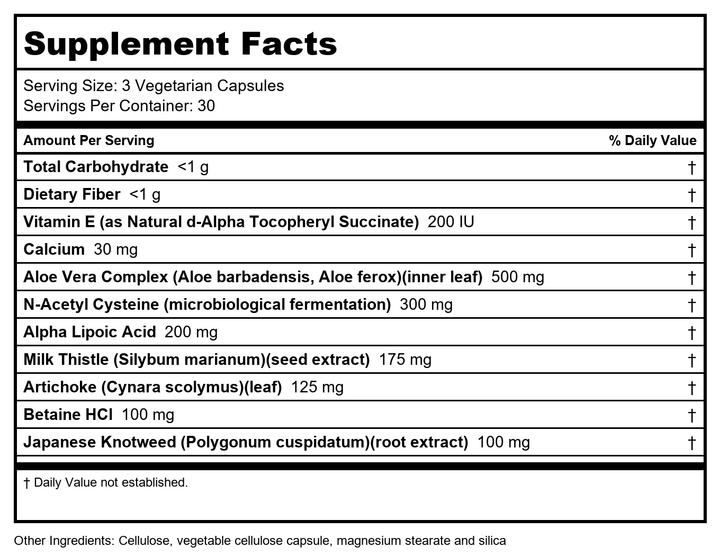Solaray Total Cleanse Liver Fat Formula VCapsules, 90 Count - Supplement Facts panel