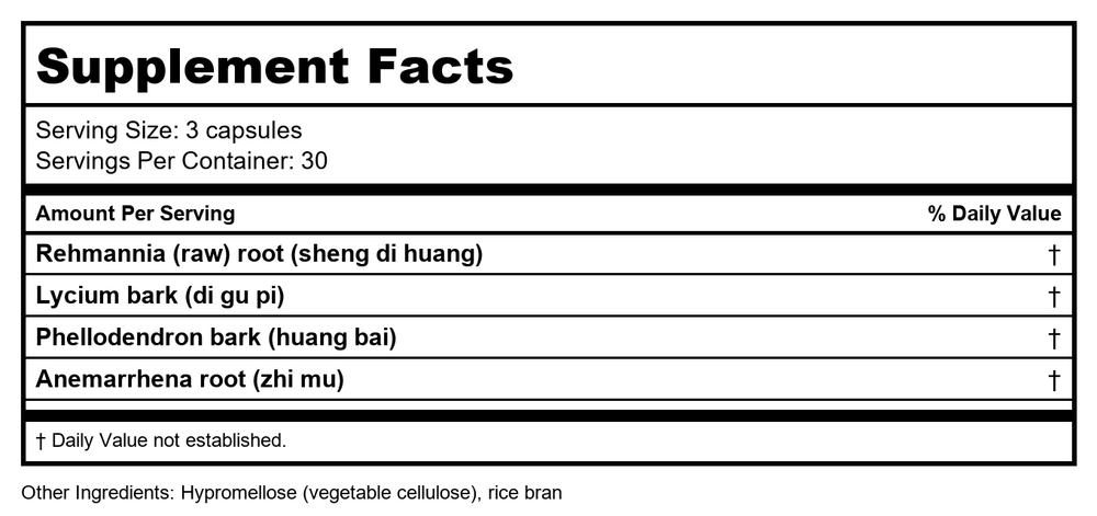 Health Concerns Great Yin 90t - Supplement Facts panel