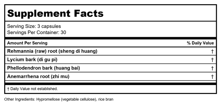Health Concerns Great Yin 90t - Supplement Facts panel
