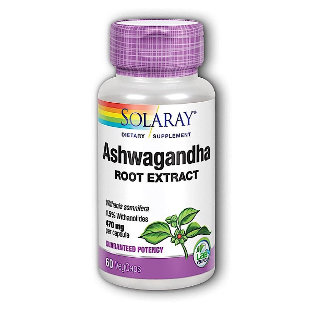 SOLARAY Ashwagandha Root Extract, 470 mg, 60 VegCaps  39902 - Supplement Facts panel