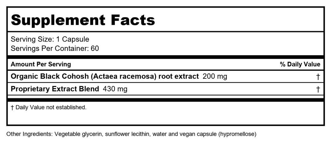 Gaia PRO Female Hormone Formula - 60 Vegan Liquid Phyto-Capsules (60 Servings) - Supplement Facts panel