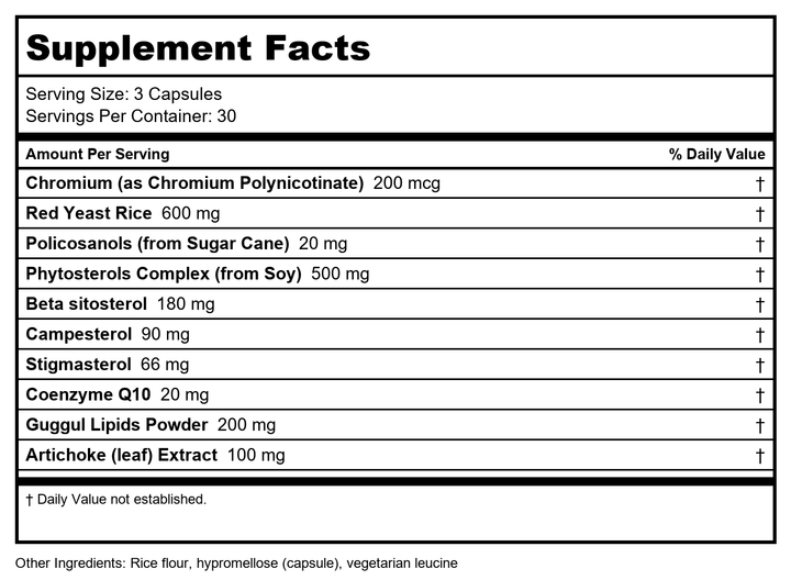 DaVinci Labs CholestSure - Gluten-Free - 90 Vegetarian Capsules - Supplement Facts panel