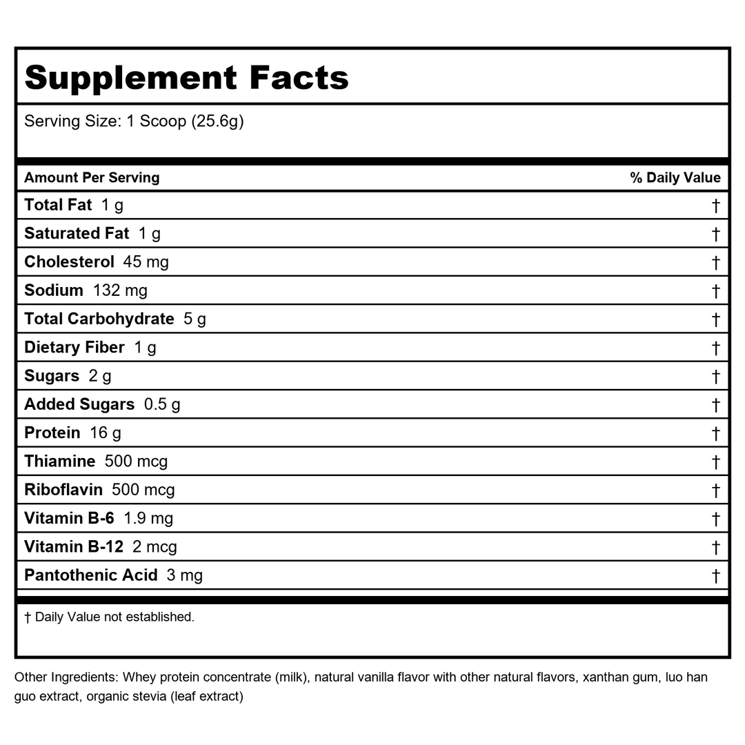 BioGenesis Nutraceuticals Ultra Pure Whey Protein/Vanilla 2.08 lb. - Supplement Facts panel