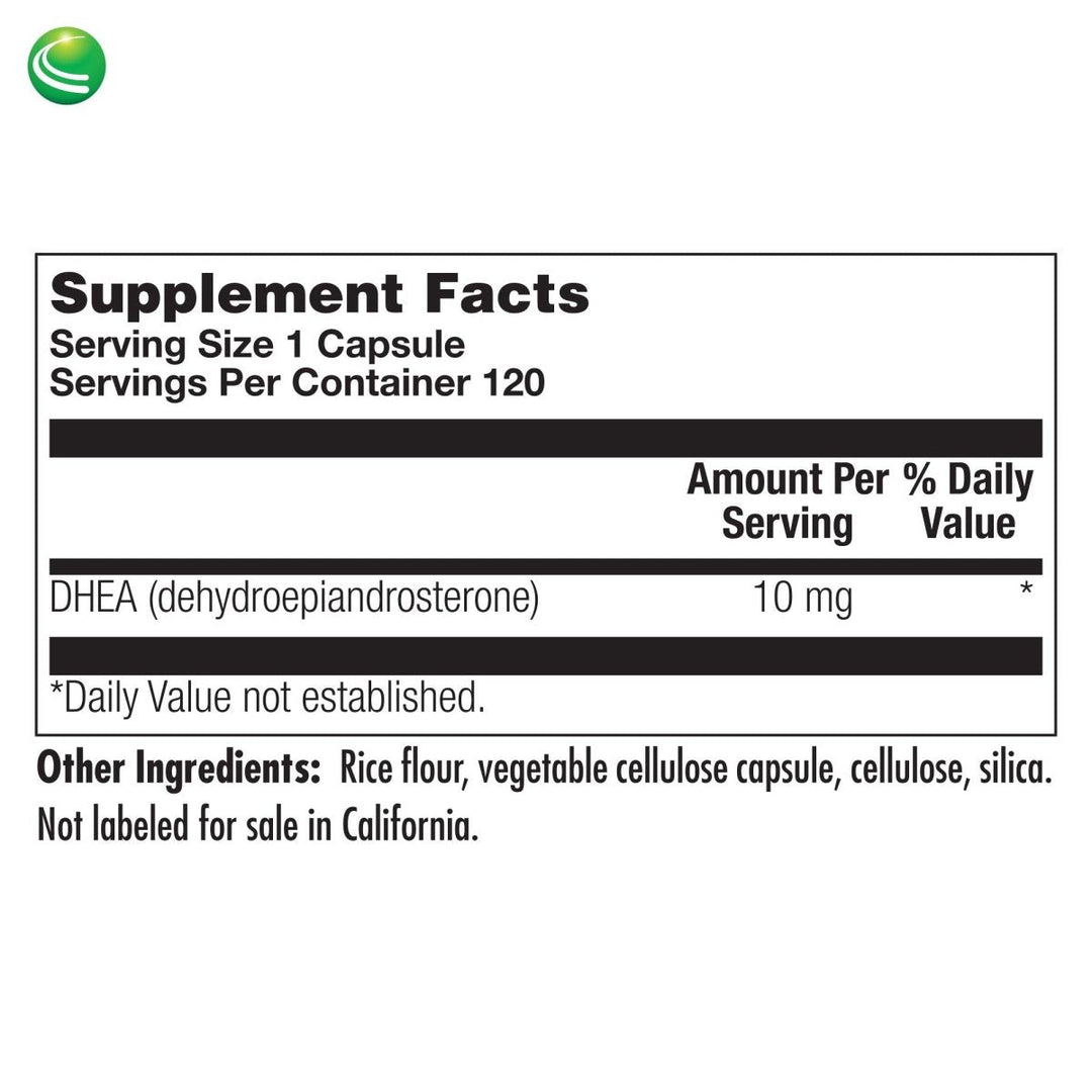 Nutra BioGenesis - DHEA TR -  - 10 mg, 120 Capsules  10240 - Supplement Facts panel