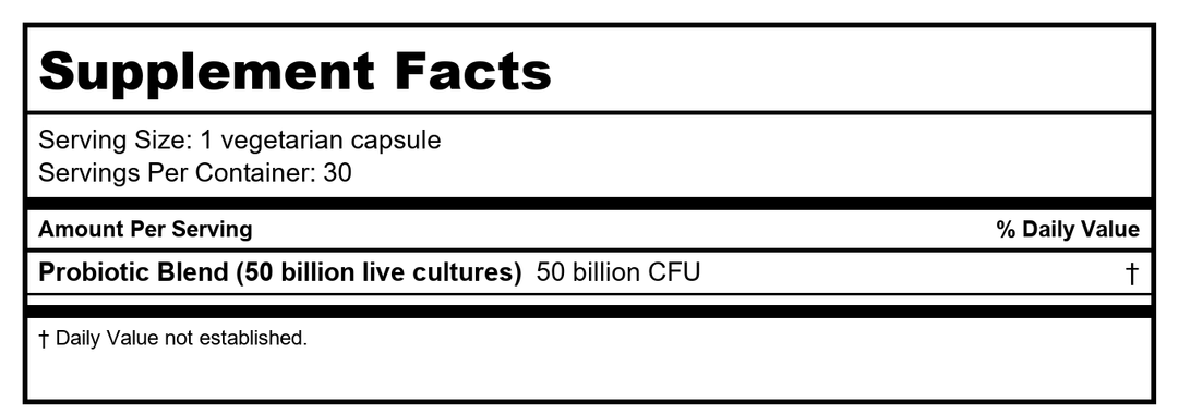 RENEW LIFE Ultimate Flora Extra Care Probiotic 50 Billion, 30 CT - Supplement Facts panel