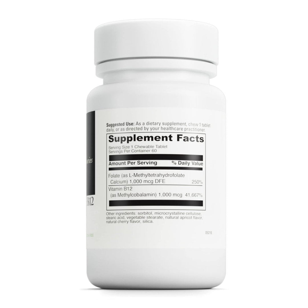 Davinci Active Folate B12 60 Chewable Tabs - Supplement Facts panel